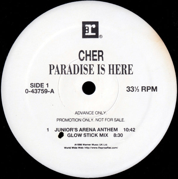 CHER/PARADISE IS HERE/JUNIOR VASQUEZ他 CHER | PARADISE IS HERE 12 - JUNIOR VASQUEZ MIXES - US PROMO
