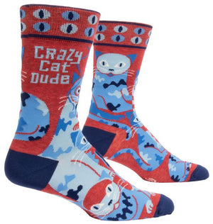 CRAZY CAT DUDE MENS SOCKS SIZE 7.-13
