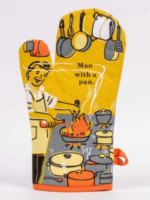 MAN WITH A PAN OVEN MITT