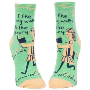 LONG WALKS TO THE LIBRARY ANKLE SOCKS WOMENS SIZE 5-10