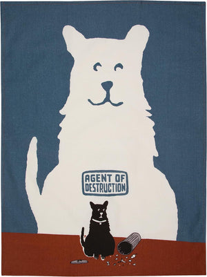 DOG AGENT OF DESTRUCTION DISH TEA TOWEL