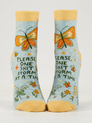 ONE SHIT STORM AT A TIME ANKLE SOCKS WOMENS SIZE 5-10
