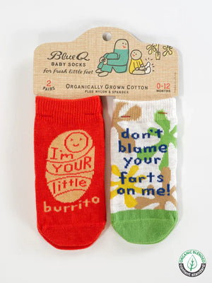 BABY SOCKS LITTLE BURRITO/ FART TWO PAIRS