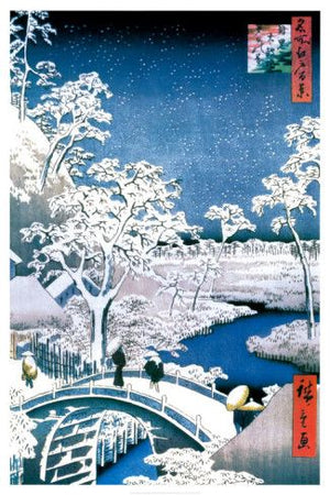 HIROSHIGE DRUM BRIDGE SNOWY LANDSCAPE POSTER 130