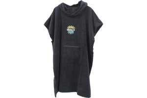 TOWEL HOODIE PONCHO ADVENTURE BLACK WITH ZIP POCKET ADULT