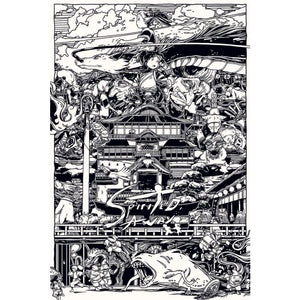SPIRITED AWAY BLACK AND WHITE MONTAGE POSTER 149