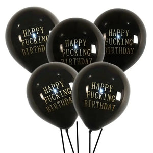 HAPPY FUCKING BIRTHDAY - BLACK ABUSIVE BALLOON SINGLE