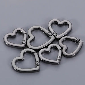 HEART SHAPED CARABINA KEYRING BLACK 25MM