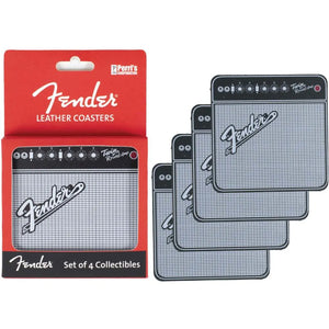 FENDER AMPS PREMIUM LEATHER COASTER SET 4