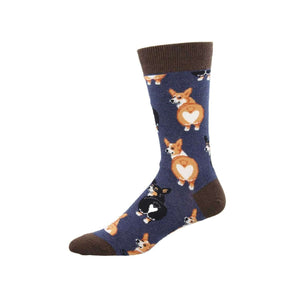 CORGIS BUTTS NAVY SOCKS (7-12 M / 11-13 W)
