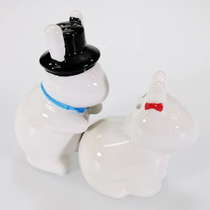 BANGING BUNNIES SALT AND PEPPER SET CERAMIC RUDE RABBITS