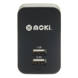 DUAL USB WALL CHARGER BLACK MOKI