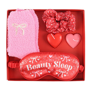 BEAUTY SLEEP GIFT SET SOCKS CANDLES EYE MASK HAIR SCRUNCHIE