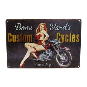 BONE YARD PIN UP ART TIN SIGN