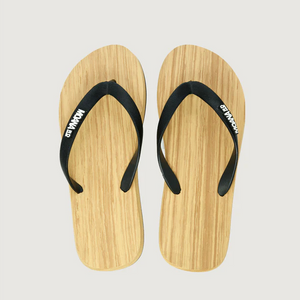 WOODEN LOOK SIZE 37 BLACK JANDALS - MOANA ROAD