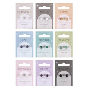 CRYSTAL EARRING SEMI PRECIOUS STONES STERLING SILVER STUDS