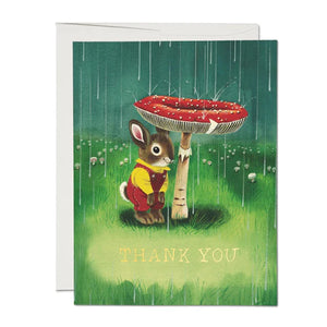 THANK YOU RETRO BUNNY MUSHROOM CARD