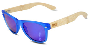 BLUE TRANSPARENT FRAME SUNNIES WOOD ARM