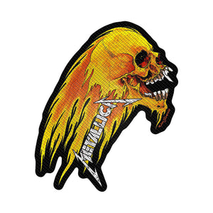 METALLICA SKULL PATCH: FLAMING SKULL CUT-OUT