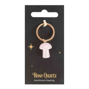 ROSE QUARTZ MUSHROOM KEYRING