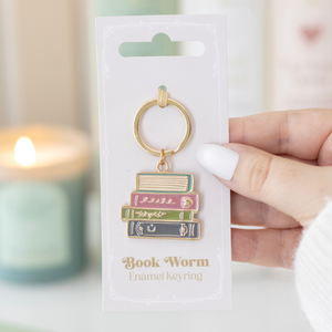 BOOK WORM ENAMEL KEYRING
