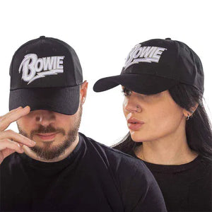 DAVID BOWIE UNISEX BASEBALL CAP: WHITE FLASH LOGO