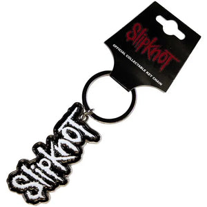 SLIPKNOT KEYRING BLACK LOGO WHITE BORDER