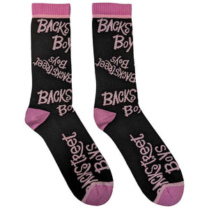 BACKSTREET BOYS LOGO REPEAT SOCKS (UK SIZE 7 - 11) PINK BLACK