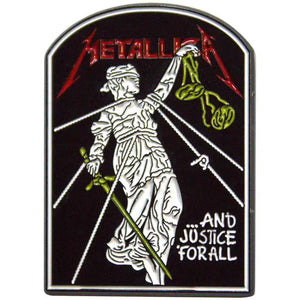 METALLICA JUSTICE TOMBSTONE ENAMEL BADGE