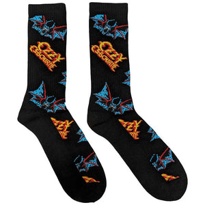 OZZY OSBOURNE SOCKS: LOGOS & BATS (BLACK) (UK SIZE 4 - 7)