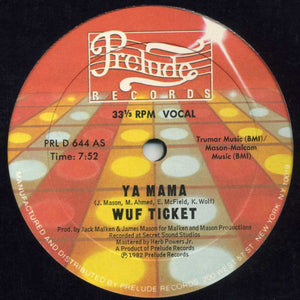 WUF TICKET | YA MAMA 12 - US - GENERIC RECORD COMPANY SLEEVE