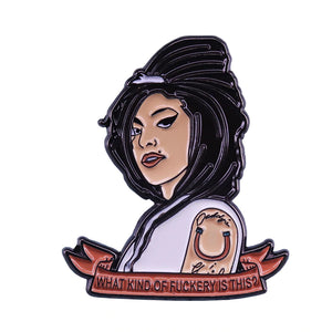 AMY WINEHOUSE BANNER ENAMEL BADGE
