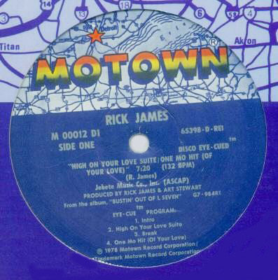 RICK JAMES | HIGH ON YOUR LOVE SUITE / YOU AND I - 12 - US - MOTOWN SLEEVE WITH HYPE