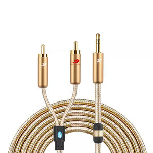 2 RCA TO 3.5 AUX CABLE - GOLD (1.5M LENGTH)