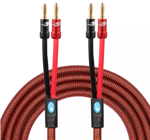 RED 5M LONG SPEAKER CABLE BANANA PLUG PAIR
