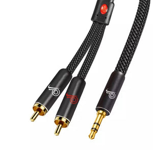2 RCA TO 3.5 AUX CABLE - BLACK (1.5M LENGTH)