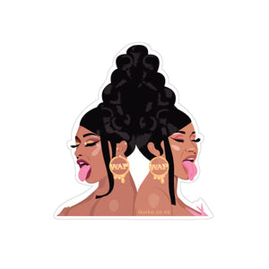 MEGAN THEE STALLION CARTOON STICKER MACARONI CARDI B