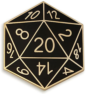 20 SIDED DICE DUNGEONS AND DRAGONS ENAMEL BADGE PIN GOLD / SILVER ASSORTED