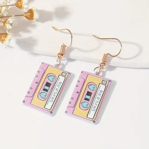 CASSETTE TAPE PINK BEST OF THE 90S RETRO EARRINGS
