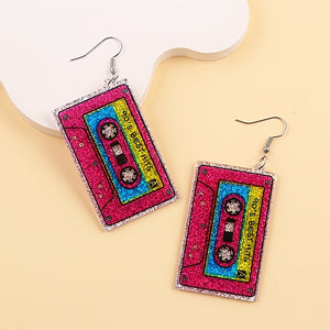 CASSETTE TAPE PINK BEST OF THE 90S RETRO EARRINGS