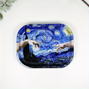 STARRY NIGHT CREATION OF ADAM WEED ROLLING TRAY VAN GOGH AND MICHAELANGELO