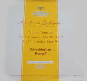 BEETHOVEN | SONATA FOR VIOLIN AND PIANO NO 7 IN C MINOR OP 30 NO 2 / NO 10 IN G MAJ  - SCHNEIDERHANN KEMPF