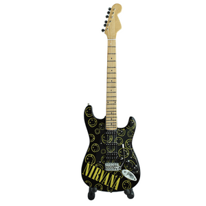 NIRVANA MINIATURE GUITAR FIGURINE YELLOW SMILEY