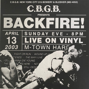 BACKFIRE | LIVE AT CBGBS - CLEAR WITH BLACK SPLATTER
