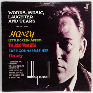BOBBY RUSSELL | WORDS MUSIC LAUGHTER AND TEARS - PUNCH HOLE THROUGH COVER AND LABEL