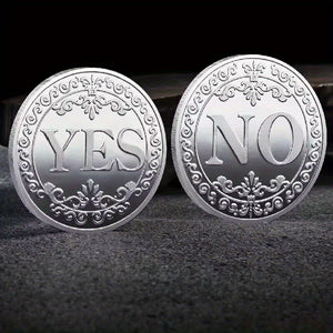 YES OR NO LUCKY COIN DECISION MAKER SILVER LARGE