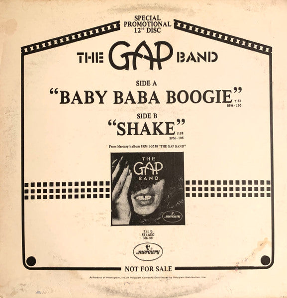 GAP BAND | BABY BABA BOOGIE / SHAKE 12 - US - PICTURE SLEEVE - PROMO