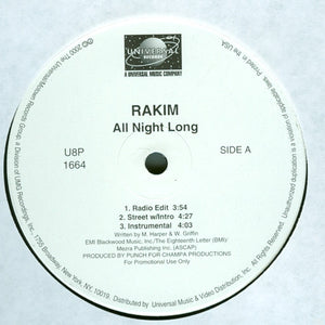 RAKIM | ALL NIGHT LONG / UPLIFT 12 - US PROMO - GENERIC SLEEVE