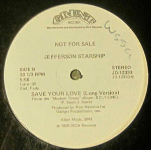 JEFFERSON STARSHIP | SAVE YOUR LOVE 12 - US PROMO