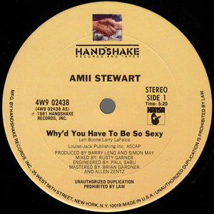 AMII STEWART | WHY'D YOU HAVE TO BE SO SEXY / WHERE DID OUR LOVE GO 12 - US - GENERIC RECORD COMPANY SLEEVE
